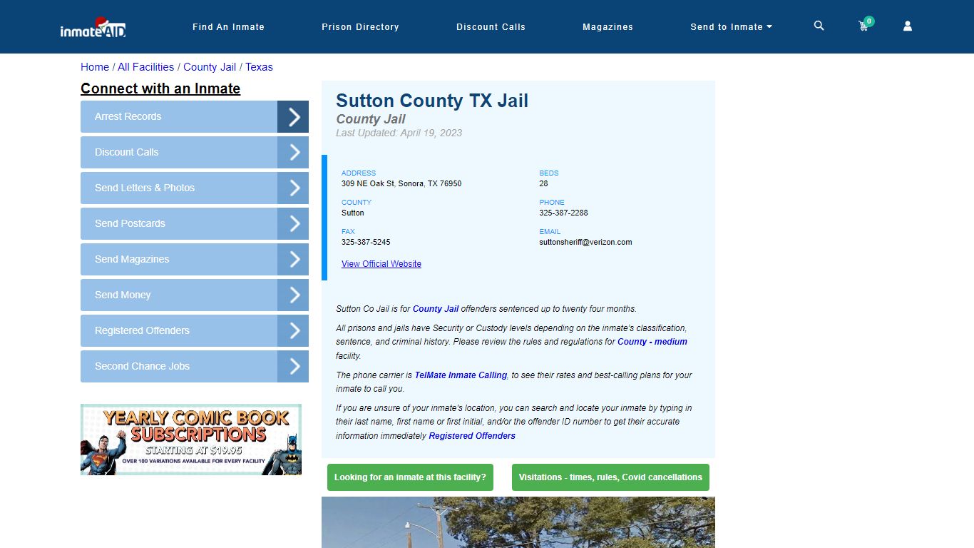Sutton County TX Jail - Inmate Locator - Sonora, TX
