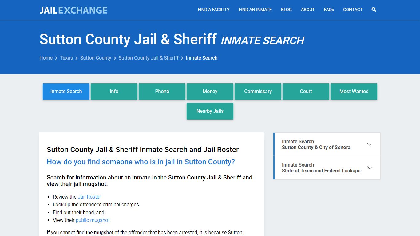 Sutton County Jail & Sheriff Inmate Search - Jail Exchange