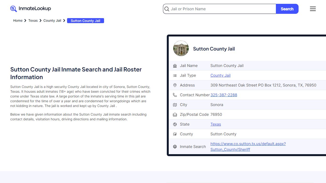 Sutton County Jail (TX) Inmate Search Texas - Inmate Lookup